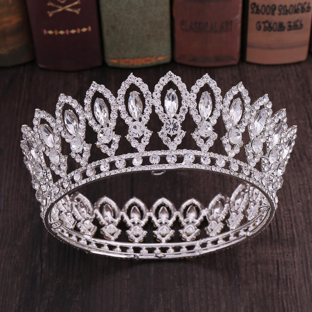 Luxury colorful rhinestone crystal stone round hair crown