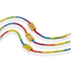 Delicate rainbow cubic zircon stainless steel tennis chain bracelet