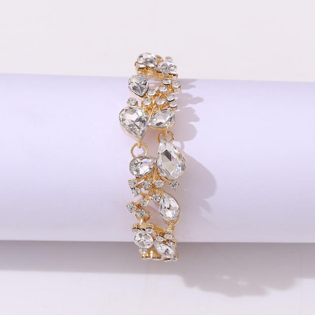 Delicate colorful glass crystal statement chunky wedding bridal bracelet