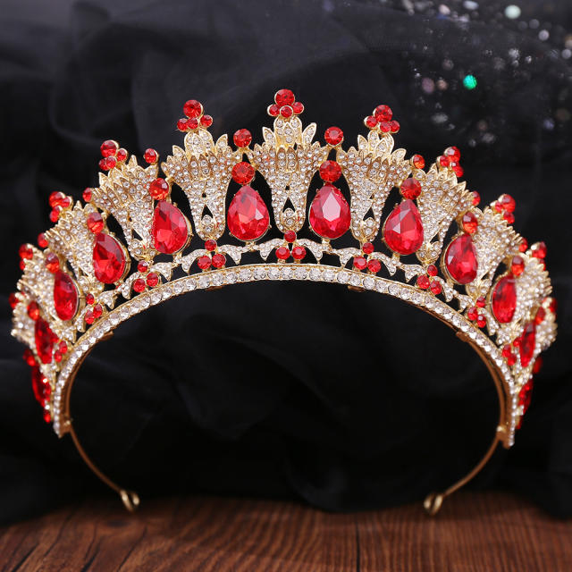 Luxury colorful rhinestone crystal stone wedding prom hair crown