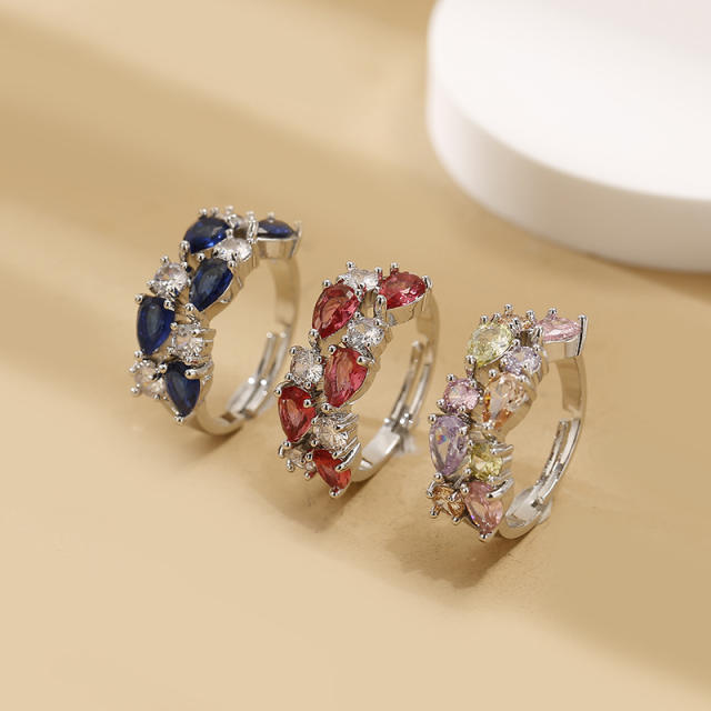 3A colorful cubic zircon statement copper finger rings