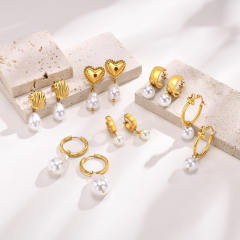 Occident fashion pearl drop stainless steel earrings