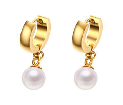 Occident fashion pearl drop stainless steel earrings