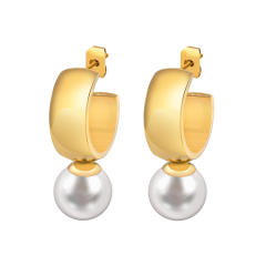 Occident fashion pearl drop stainless steel earrings