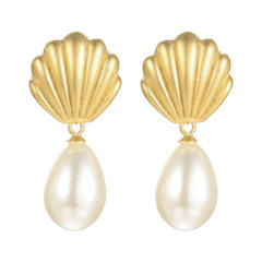 Occident fashion pearl drop stainless steel earrings