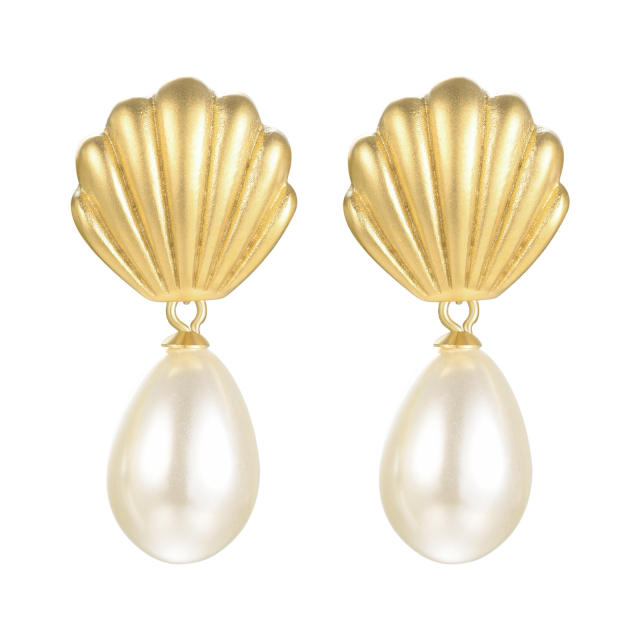 Occident fashion pearl drop stainless steel earrings