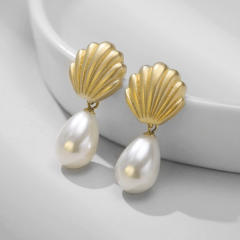 Occident fashion pearl drop stainless steel earrings