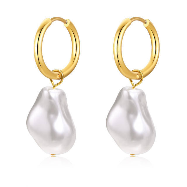 Occident fashion pearl drop stainless steel earrings