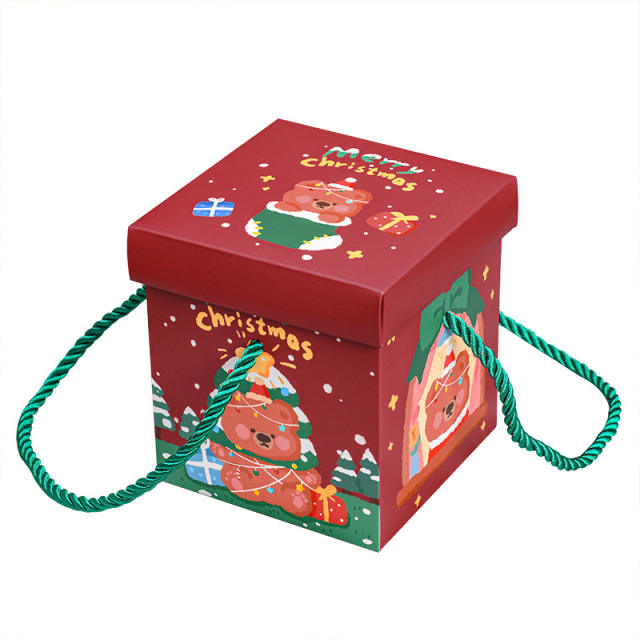 Christmas foldable small gift box with lid 4pcs set