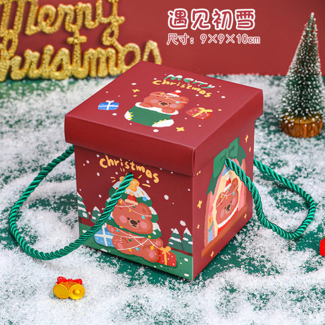 Christmas foldable small gift box with lid 4pcs set