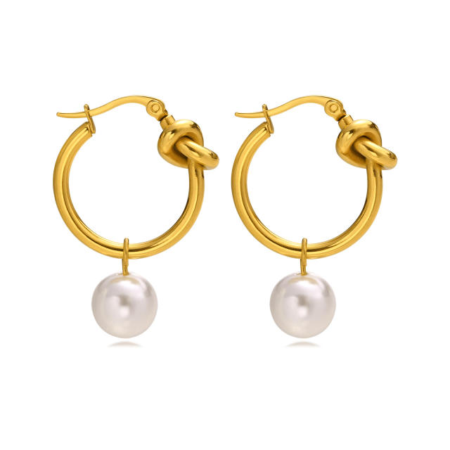 Occident fashion pearl drop stainless steel earrings