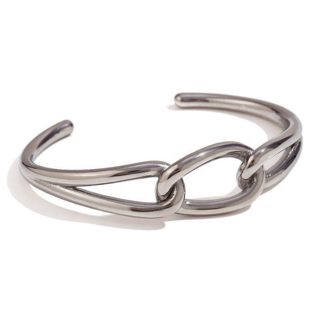 18KG geometric design knotted twisted stainless steel bangle bracelet