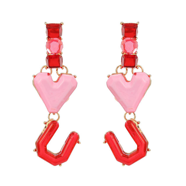 I LOVE YOU letter colorful resin dangle earrings