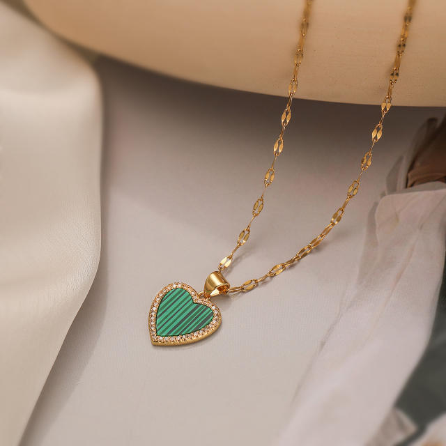 18K gold plated copper heart pendant dainty women necklace