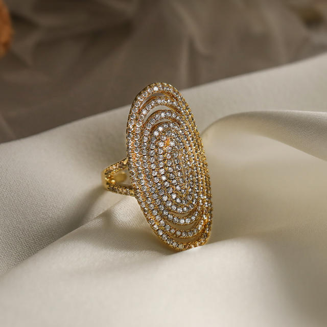 Delicate pave setting cubic zircon gold plated copper finger rings