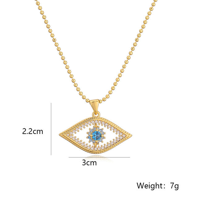 18KG diamond key evil eye pendant copper necklace