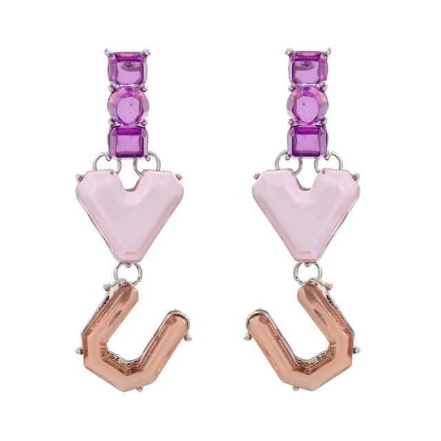 I LOVE YOU letter colorful resin dangle earrings