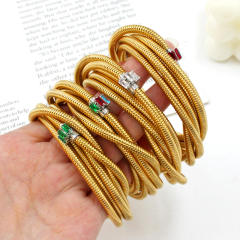 Occident fashion elastic wireless rhinestone stainless steel bangle bracelet