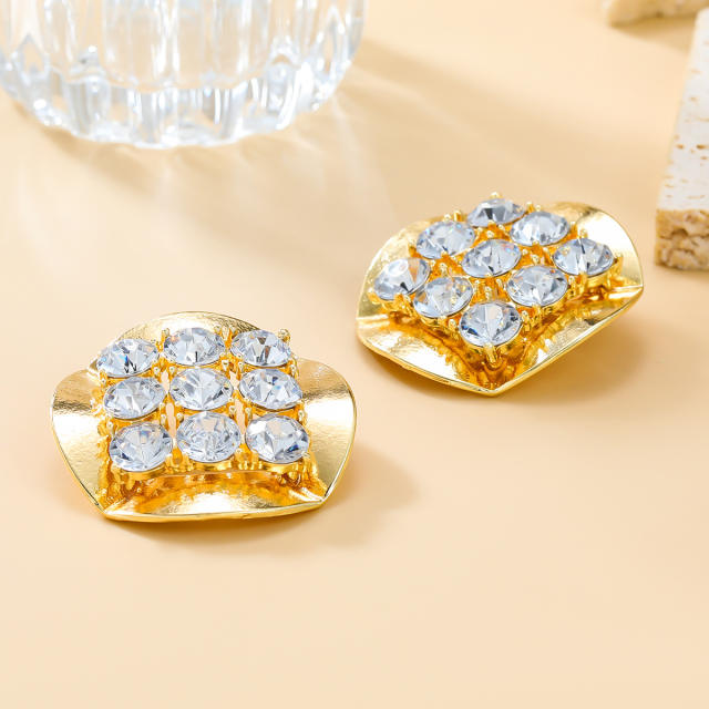 Winter autuman design round shape gold silver color diamond large earrings