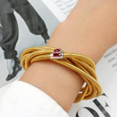 Occident fashion elastic wireless rhinestone stainless steel bangle bracelet