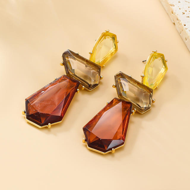 Chunky geometric shape resin dangle earrings for women