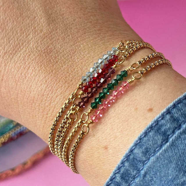 Hot sale birthstone bead stainless steel bracelet