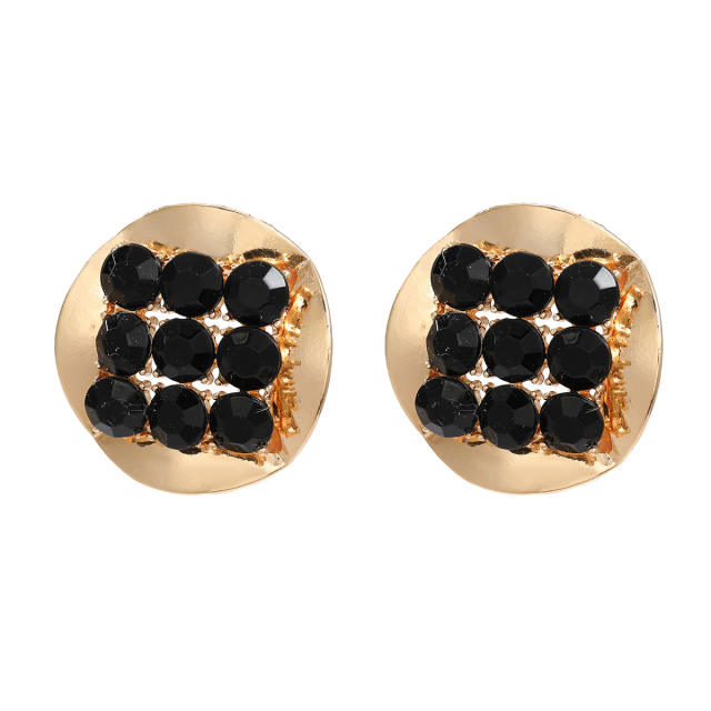 Chunky colorful rhinestone bead round piece studs earrings