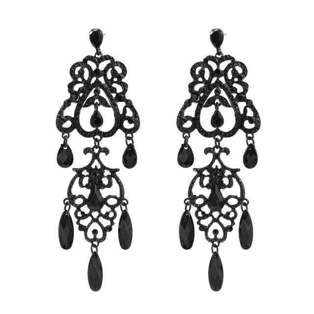 Black color Boho hollow out dangle earrings