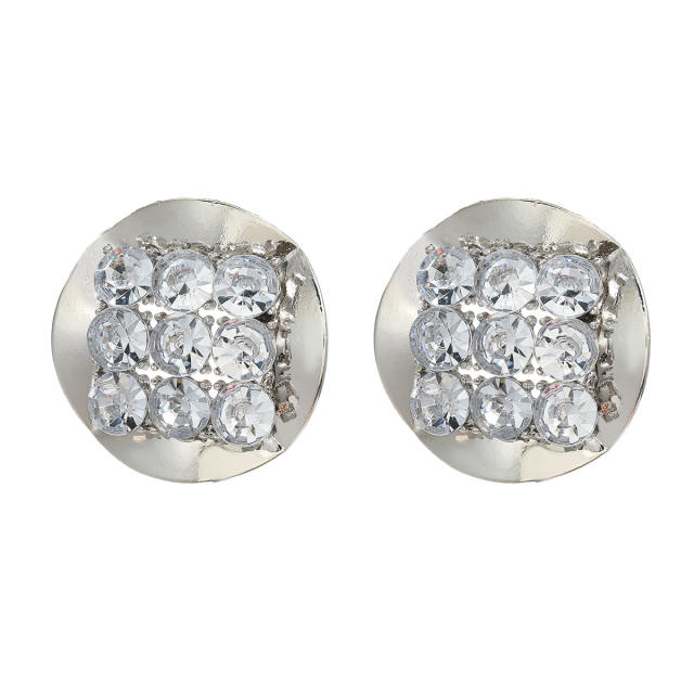 Chunky colorful rhinestone bead round piece studs earrings