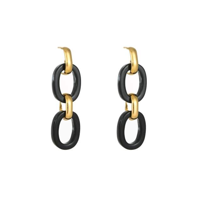 Black acrylic chain stainless steel chain dangle earrings for women