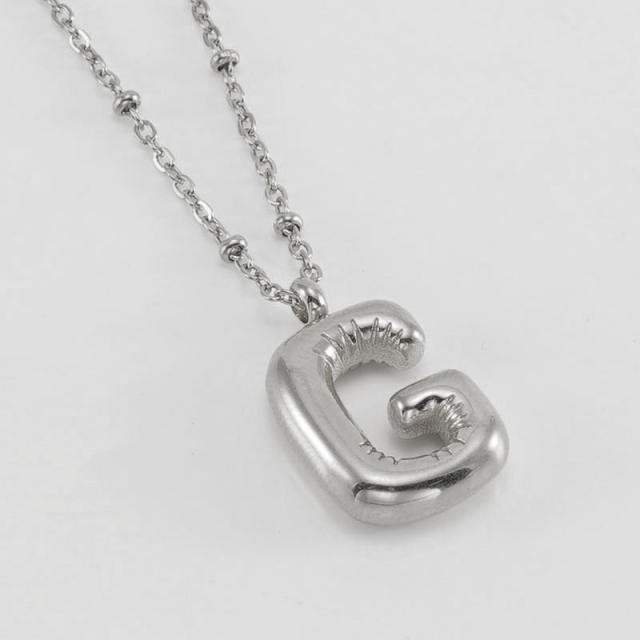 18KG chunky initial letter pendant stainless steel necklace