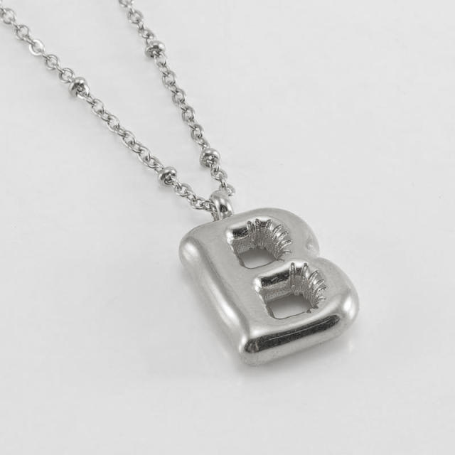 18KG chunky initial letter pendant stainless steel necklace