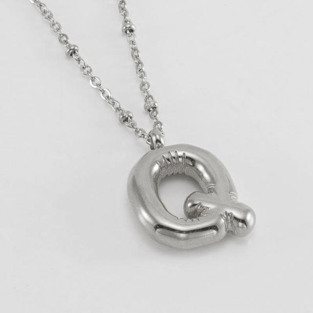 18KG chunky initial letter pendant stainless steel necklace