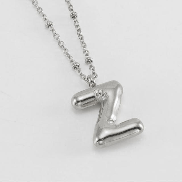 18KG chunky initial letter pendant stainless steel necklace