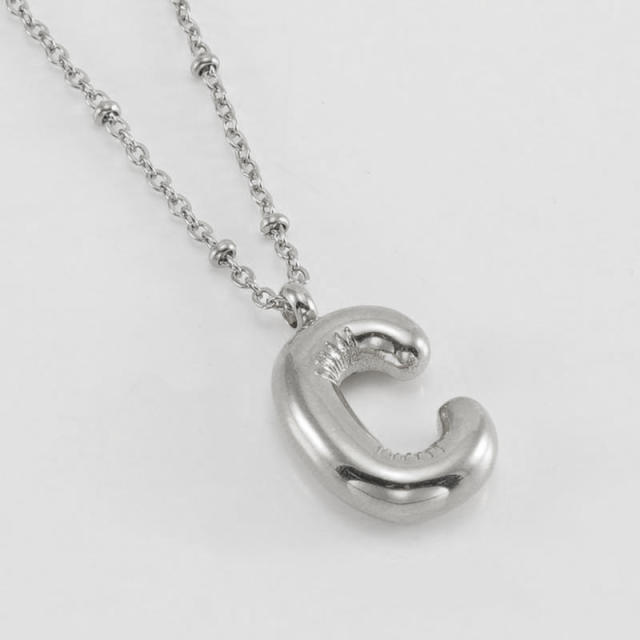 18KG chunky initial letter pendant stainless steel necklace