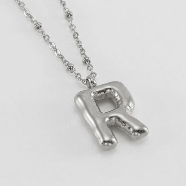 18KG chunky initial letter pendant stainless steel necklace