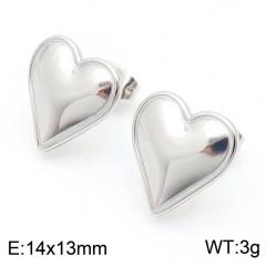 Concise classic heart two tone stainless steel earrings