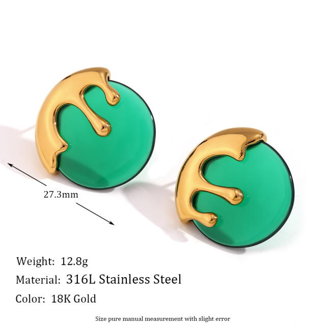 Vintage 18K gold plated chunky stainless steel earrings collection