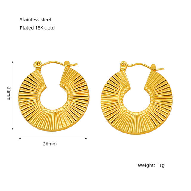 18KG personality leaf star stainless steel hoop earrings