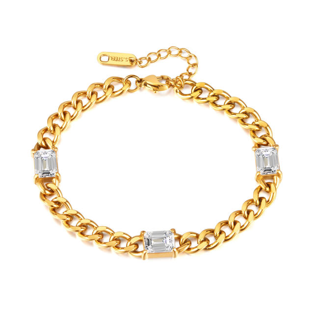Hot sale cubic zircon diamond stainless steel chain necklace bracelet