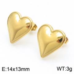 Concise classic heart two tone stainless steel earrings