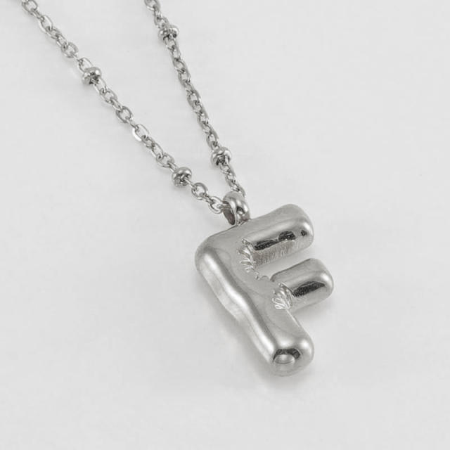 18KG chunky initial letter pendant stainless steel necklace