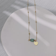 Dainty natural stone bar necklace with stainless steel flash sun snake stainless steel neckace