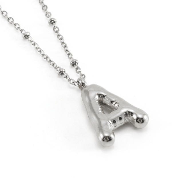 18KG chunky initial letter pendant stainless steel necklace