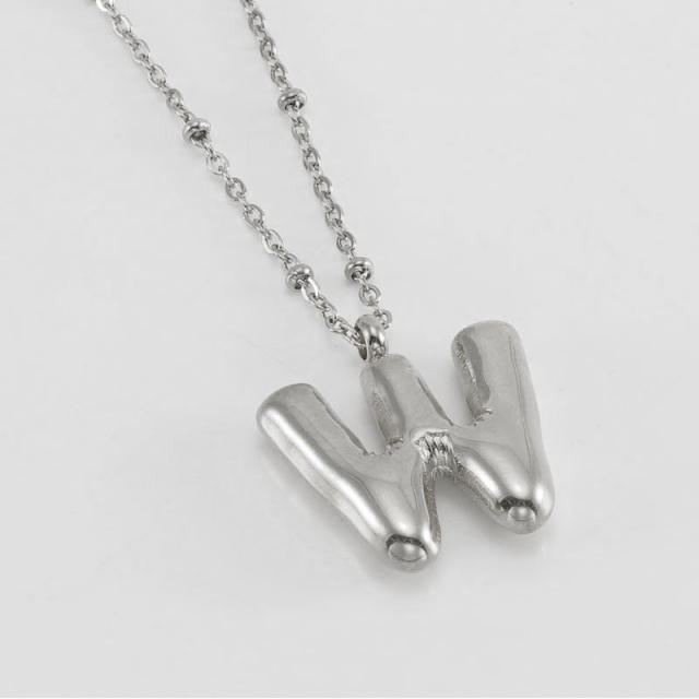 18KG chunky initial letter pendant stainless steel necklace