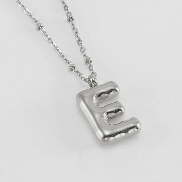 18KG chunky initial letter pendant stainless steel necklace