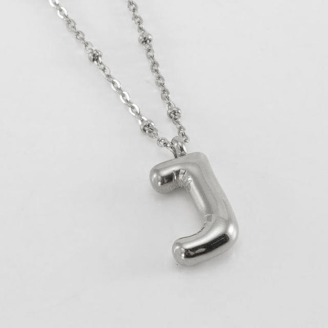 18KG chunky initial letter pendant stainless steel necklace