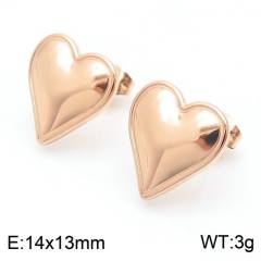 Concise classic heart two tone stainless steel earrings