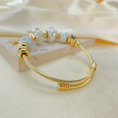Classi diamond moon star charm stainless steel bangle charm bracelet