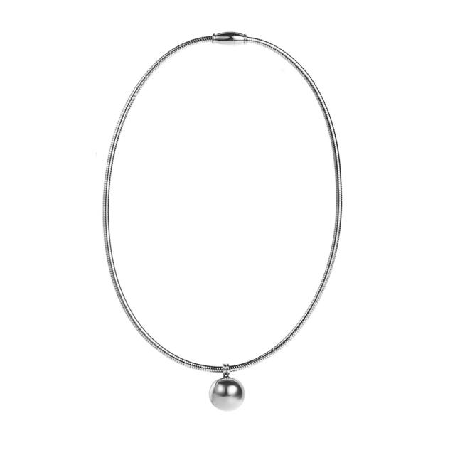 Chunky heart ball bead stainless steel choker necklace